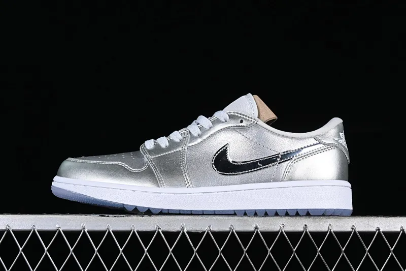 All categories Air Jordan Jordan series basketball shoes Air Jordan 1 Low Air Jordan 1 Low Golf "Gift Giving" AJ1 Joe 1 Golf Silver Low-top cultural and casual sneakers FD6848-001